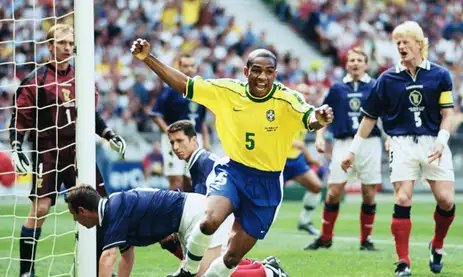 Diante da Escócia na edição de 1998, César Sampaio marcou o gol mais rápido do Brasil em estreias de Copa do Mundo. Foto:Fifaworldcup/Divulgação